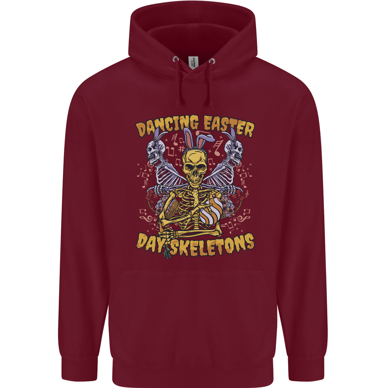 Dancing Easter Day Skeletons Skulls Mens 80% Cotton Hoodie Maroon