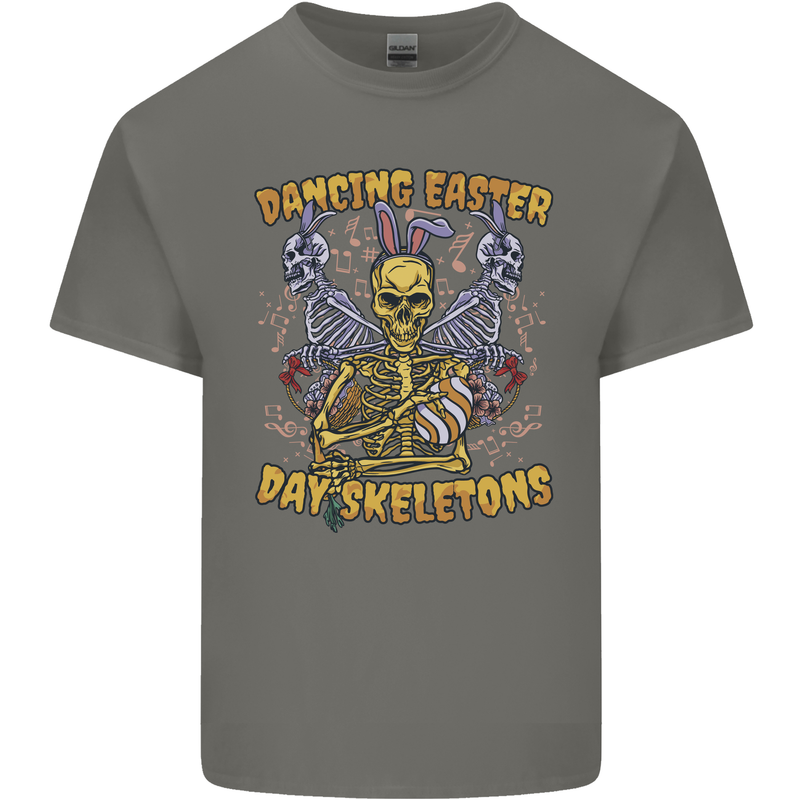 Dancing Easter Day Skeletons Skulls Mens Cotton T-Shirt Tee Top Charcoal