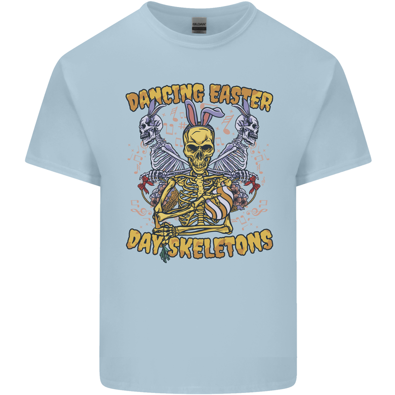 Dancing Easter Day Skeletons Skulls Mens Cotton T-Shirt Tee Top Light Blue