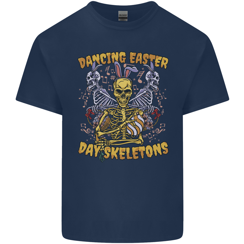 Dancing Easter Day Skeletons Skulls Mens Cotton T-Shirt Tee Top Navy Blue