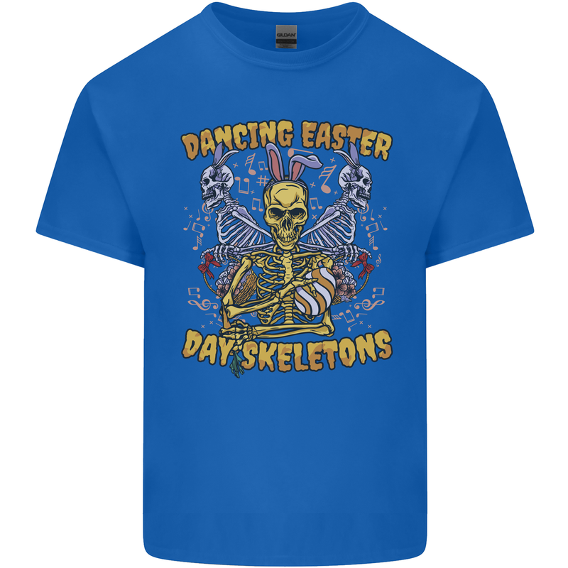 Dancing Easter Day Skeletons Skulls Mens Cotton T-Shirt Tee Top Royal Blue