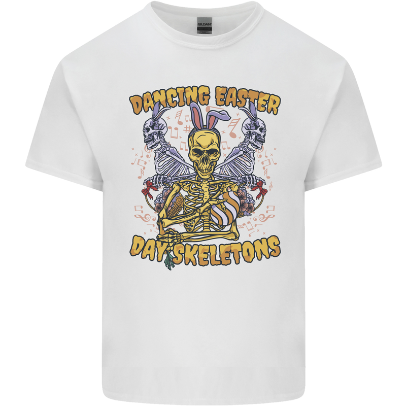 Dancing Easter Day Skeletons Skulls Mens Cotton T-Shirt Tee Top White