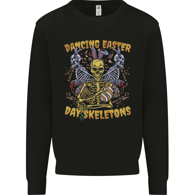 Dancing Easter Day Skeletons Skulls Mens Sweatshirt Jumper Black