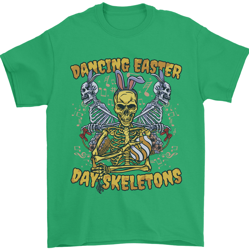 Dancing Easter Day Skeletons Skulls Mens T-Shirt 100% Cotton Irish Green