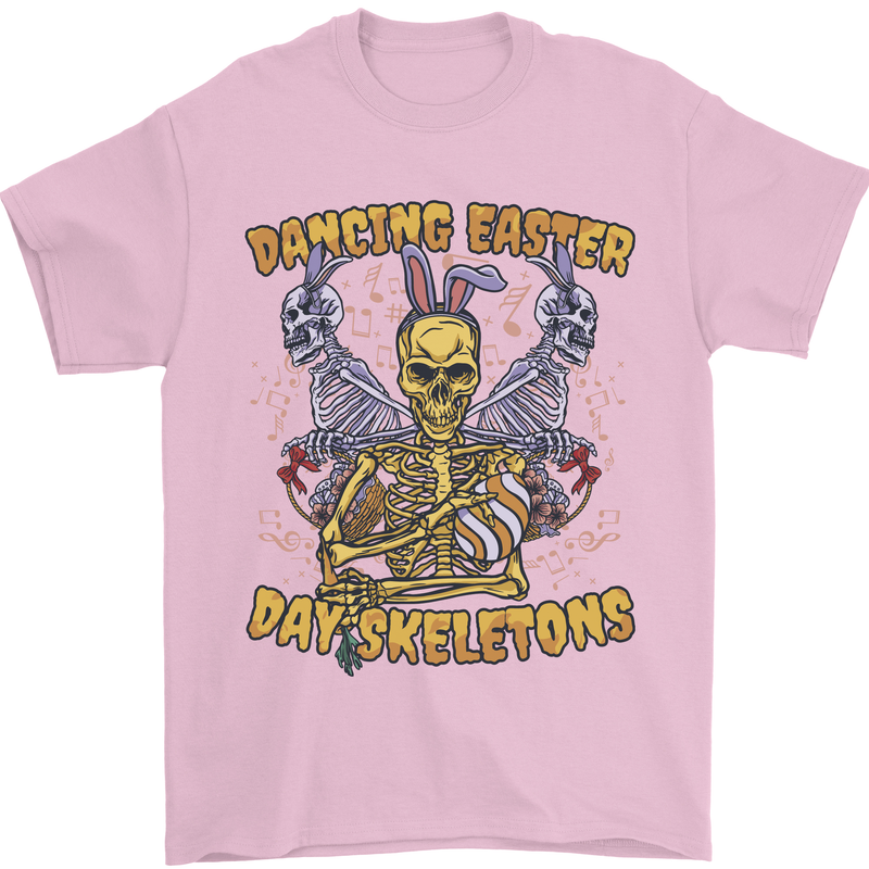 Dancing Easter Day Skeletons Skulls Mens T-Shirt 100% Cotton Light Pink
