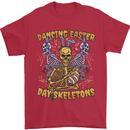 Dancing Easter Day Skeletons Skulls Mens T-Shirt 100% Cotton Red