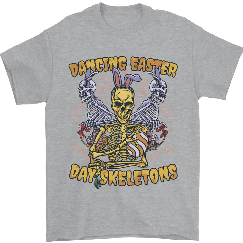 Dancing Easter Day Skeletons Skulls Mens T-Shirt 100% Cotton Sports Grey