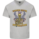 Dancing Easter Day Skeletons Skulls Mens V-Neck Cotton T-Shirt Sports Grey