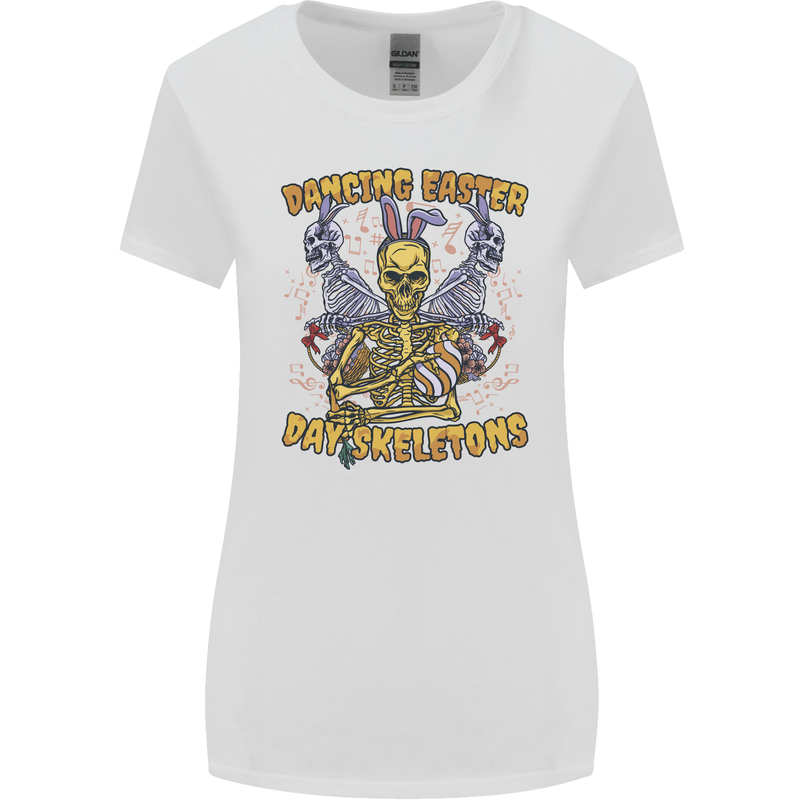 Dancing Easter Day Skeletons Skulls Womens Wider Cut T-Shirt White