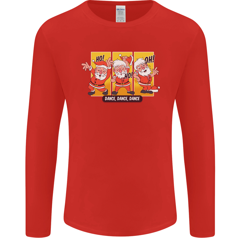 Dancing Santa Funny Christmas Dance Xmas Mens Long Sleeve T-Shirt Red