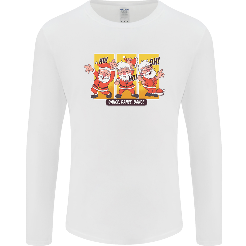Dancing Santa Funny Christmas Dance Xmas Mens Long Sleeve T-Shirt White