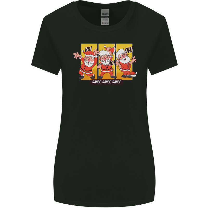 Dancing Santa Funny Christmas Dance Xmas Womens Wider Cut T-Shirt Black