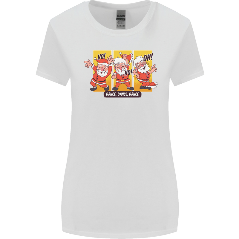 Dancing Santa Funny Christmas Dance Xmas Womens Wider Cut T-Shirt White
