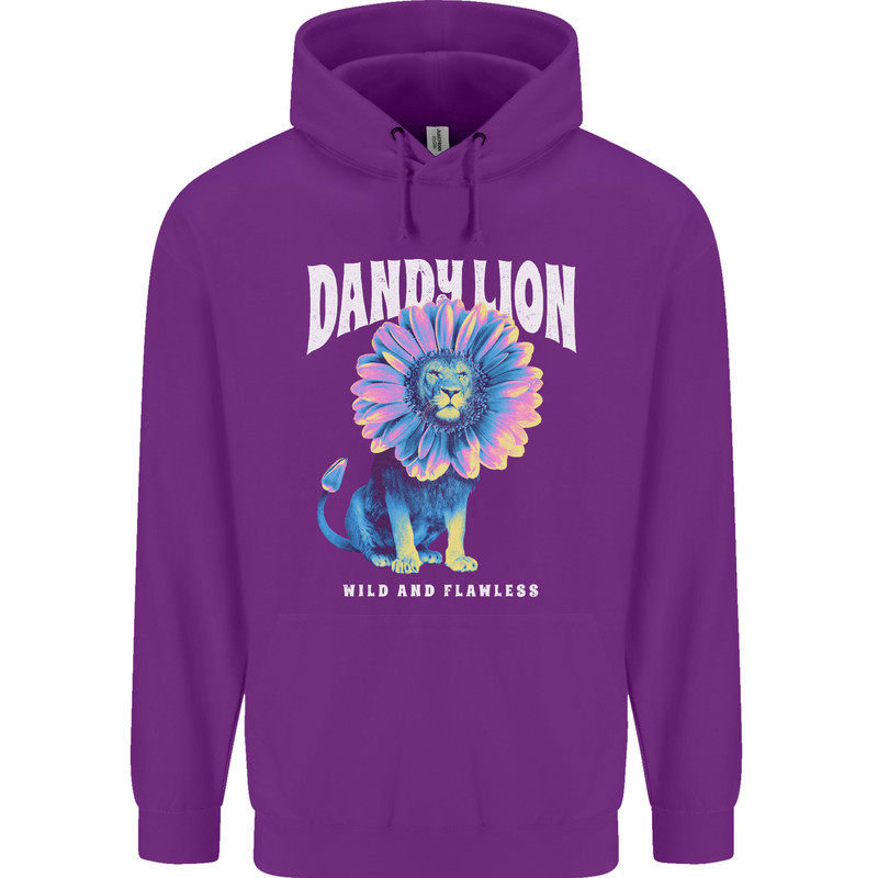 Dandylion Funny Lion Childrens Kids Hoodie Purple