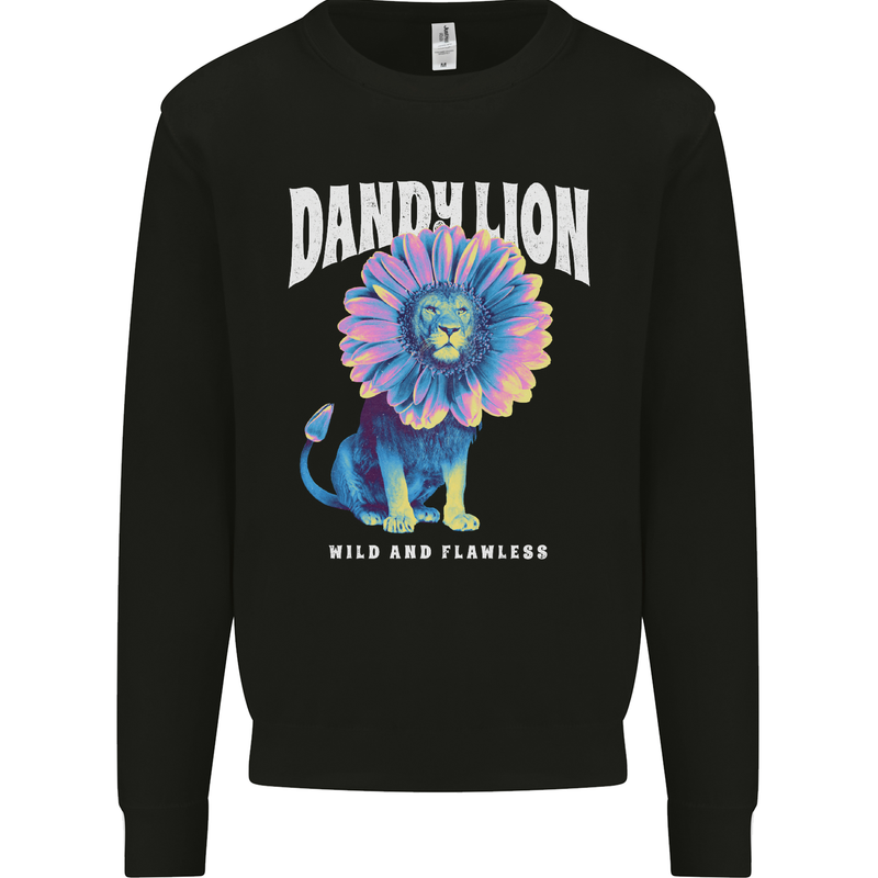 Dandylion Funny Lion Kids Sweatshirt Jumper Black