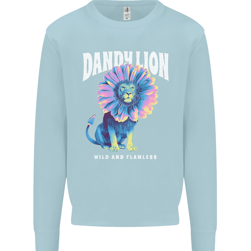 Dandylion Funny Lion Kids Sweatshirt Jumper Light Blue