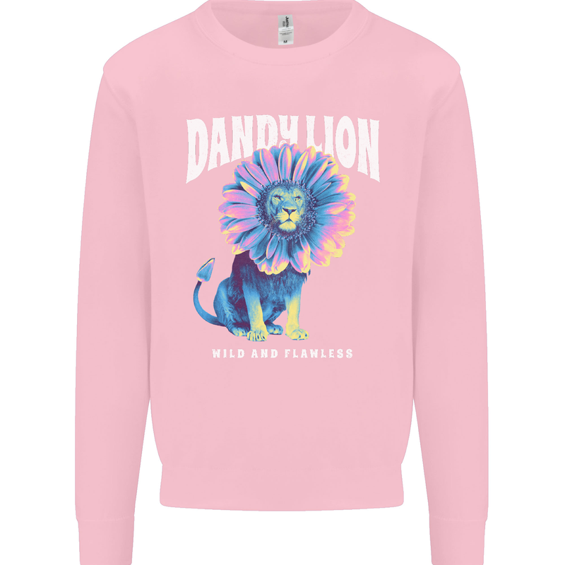 Dandylion Funny Lion Kids Sweatshirt Jumper Light Pink