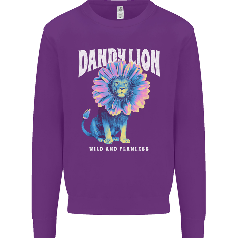 Dandylion Funny Lion Kids Sweatshirt Jumper Purple