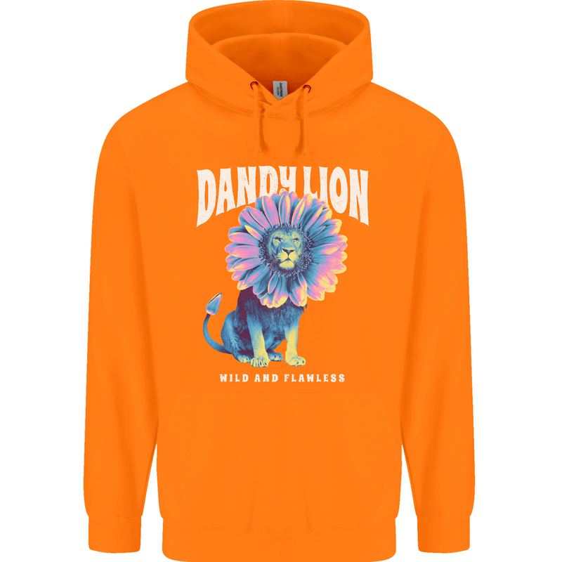 Dandylion Funny Lion Mens 80% Cotton Hoodie Orange