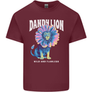 Dandylion Funny Lion Mens Cotton T-Shirt Tee Top Maroon