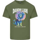 Dandylion Funny Lion Mens Cotton T-Shirt Tee Top Military Green