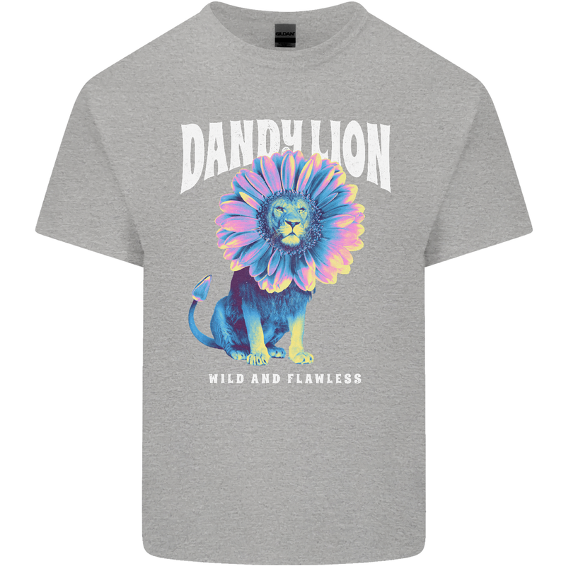 Dandylion Funny Lion Mens Cotton T-Shirt Tee Top Sports Grey