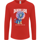 Dandylion Funny Lion Mens Long Sleeve T-Shirt Red