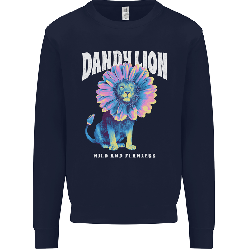 Dandylion Funny Lion Mens Sweatshirt Jumper Navy Blue