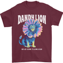 Dandylion Funny Lion Mens T-Shirt 100% Cotton Maroon