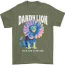 Dandylion Funny Lion Mens T-Shirt 100% Cotton Military Green