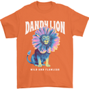 Dandylion Funny Lion Mens T-Shirt 100% Cotton Orange