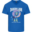Dandylion Funny Lion Mens V-Neck Cotton T-Shirt Royal Blue