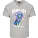 Dandylion Funny Lion Mens V-Neck Cotton T-Shirt Sports Grey