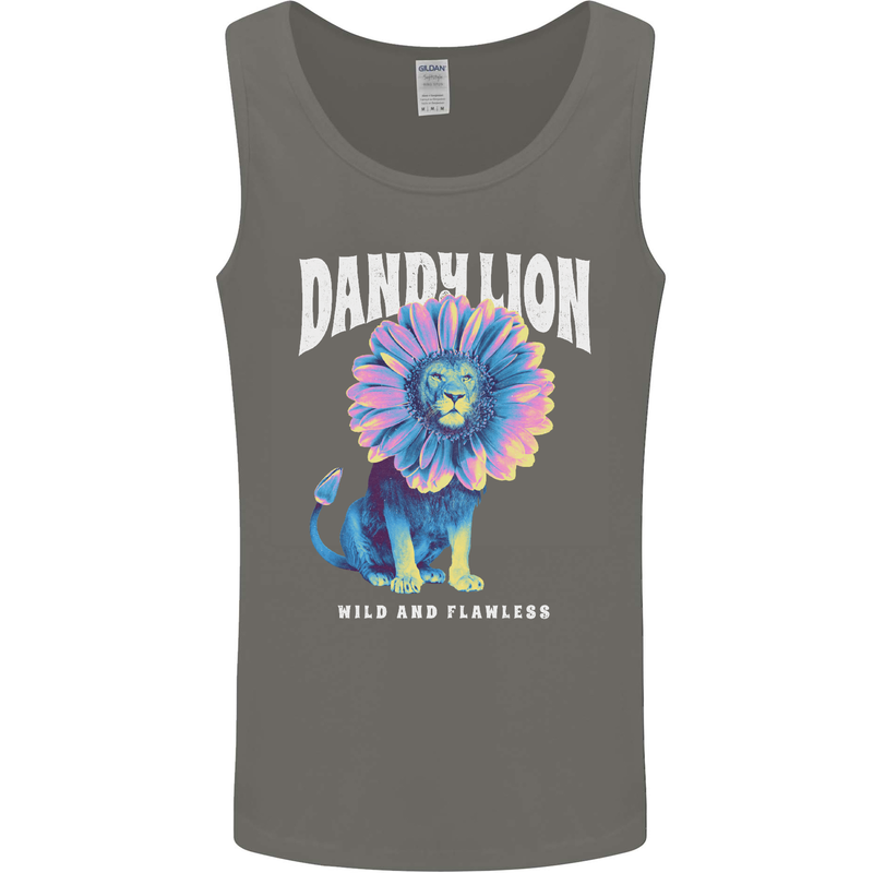 Dandylion Funny Lion Mens Vest Tank Top Charcoal