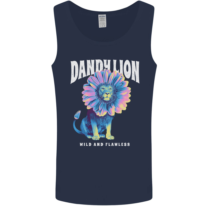 Dandylion Funny Lion Mens Vest Tank Top Navy Blue
