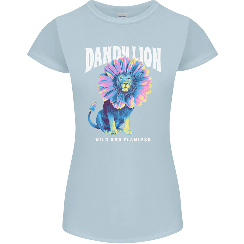 Dandylion Funny Lion Womens Petite Cut T-Shirt Light Blue