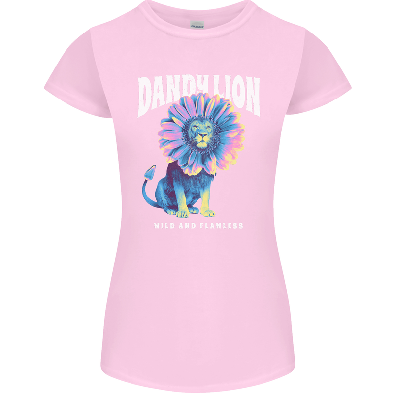 Dandylion Funny Lion Womens Petite Cut T-Shirt Light Pink