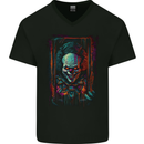 Dark Evil Clown Halloween Mens V-Neck Cotton T-Shirt Black