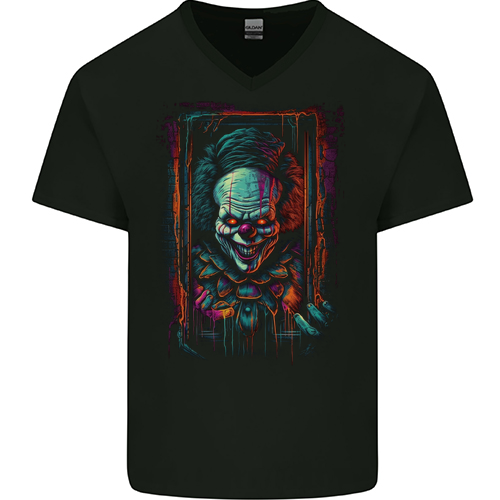Dark Evil Clown Halloween Mens Womens Kids Unisex Black Mens V-Neck T-Shirt