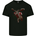 Dark Santa Riding Rudolph Christmas Xmas Kids T-Shirt Childrens Black