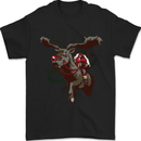 Dark Santa Riding Rudolph Christmas Xmas Mens T-Shirt 100% Cotton Black