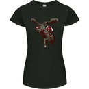 Dark Santa Riding Rudolph Christmas Xmas Womens Petite Cut T-Shirt Black