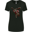 Dark Santa Riding Rudolph Christmas Xmas Womens Wider Cut T-Shirt Black