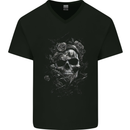 Dark Skull Dark Heart Gothic Goth Mens V-Neck Cotton T-Shirt Black