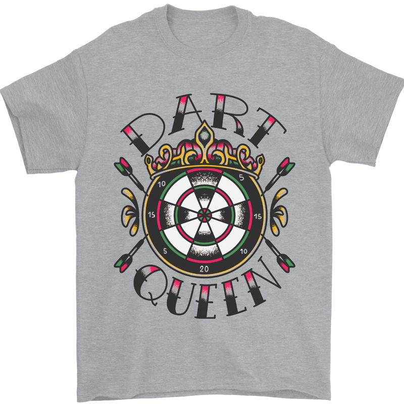 Dart Queen Tattoo Style Mens T-Shirt 100% Cotton Sports Grey
