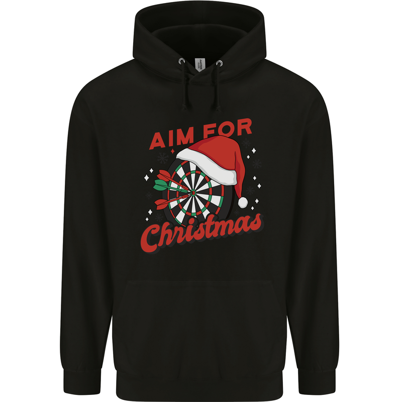 Darts Aim for Christmas Funny Xmas Childrens Kids Hoodie Black