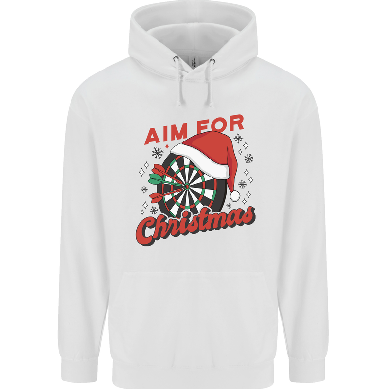 Darts Aim for Christmas Funny Xmas Childrens Kids Hoodie White