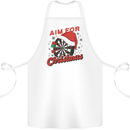 Darts Aim for Christmas Funny Xmas Cotton Apron 100% Organic White