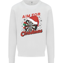 Darts Aim for Christmas Funny Xmas Kids Sweatshirt Jumper White