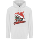 Darts Aim for Christmas Funny Xmas Mens 80% Cotton Hoodie White